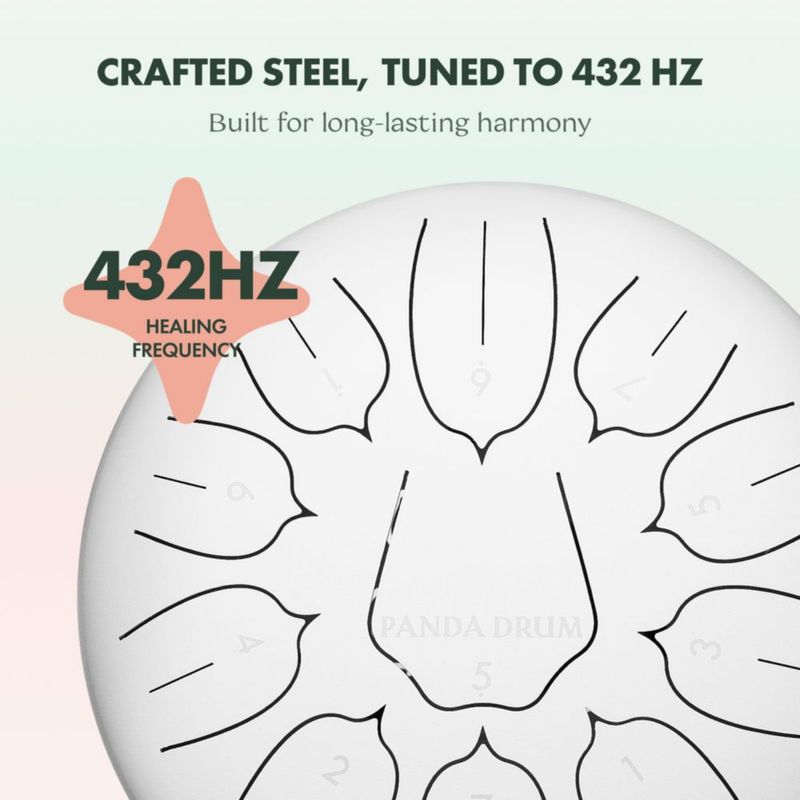 Sartén con lengüeta de acero Panda Drum Plus 11 pulgadas 432 Hz color blanco