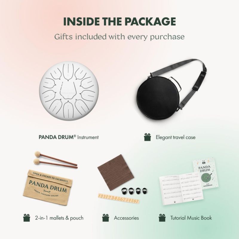 Sartén con lengüeta de acero Panda Drum Plus 11 pulgadas 432 Hz color blanco