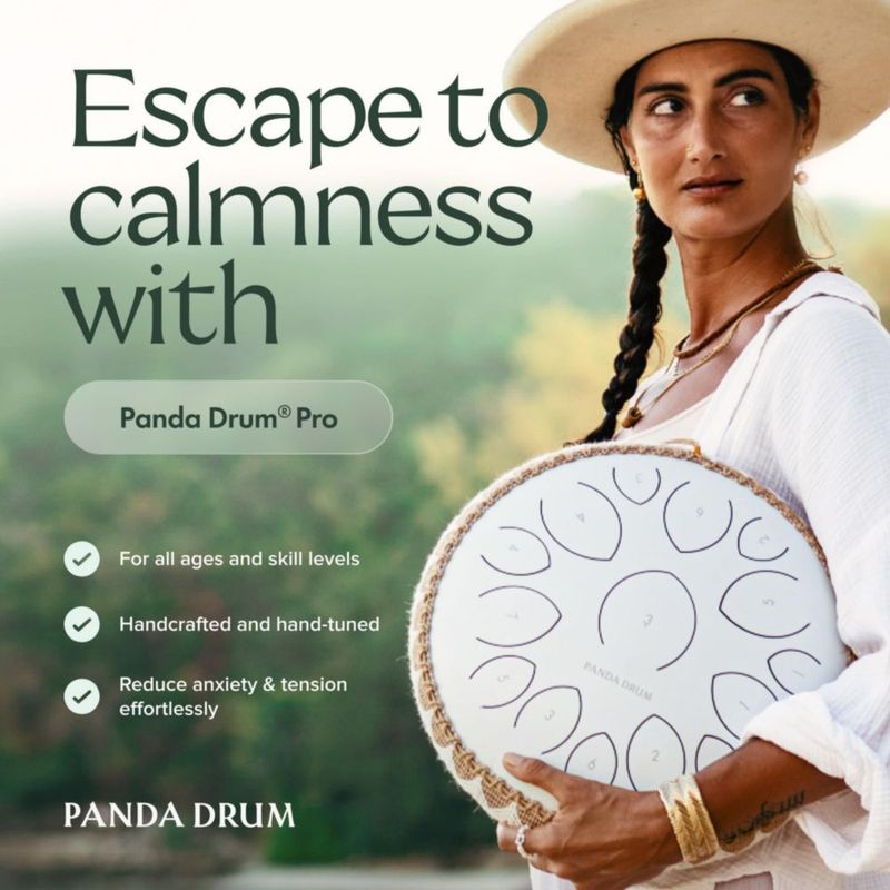 Sartén con lengüeta de acero Panda Drum Pro de 15 pulgadas y 432 Hz con accesorios