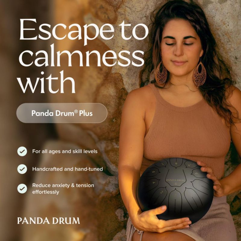 Sartén con lengüeta de acero Panda Drum Plus con libro de música y bolsa