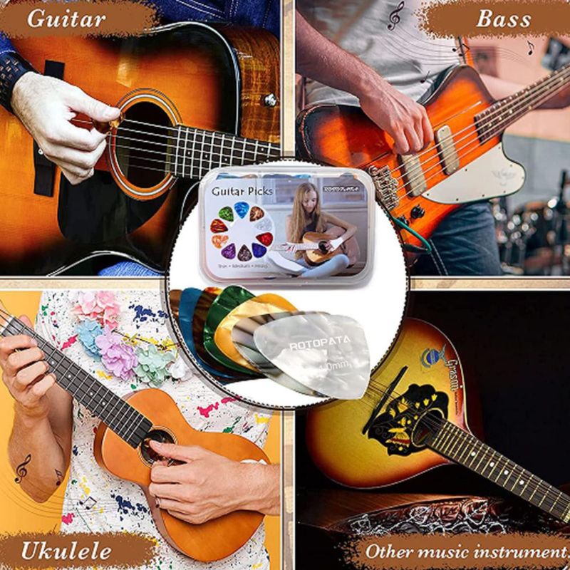 Juego de 15 púas para guitarra ROTOPATA con caja de almacenamiento y organizador