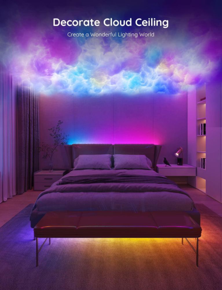Tira de luces LED RGBIC Govee de 100 pies luces LED inteligentes que funcionan con Alexa y el Asistente de Google luces LED para dormitorio control de