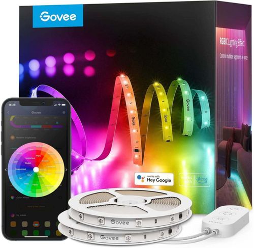 Tira de luces LED RGBIC Govee de 100 pies luces LED inteligentes que funcionan con Alexa y el Asistente de Google luces LED para dormitorio control de