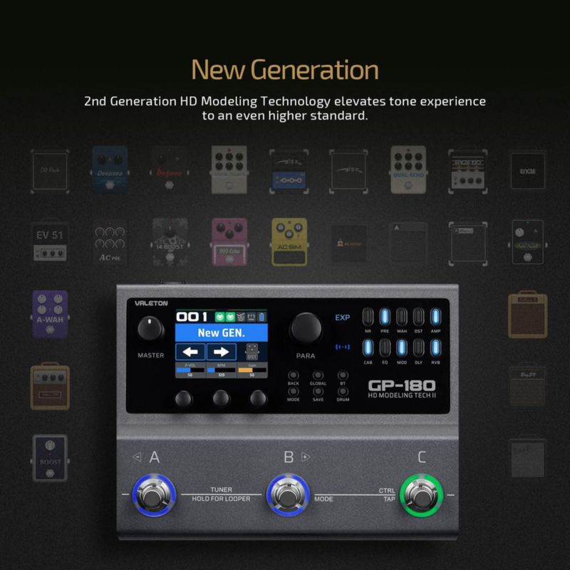Procesador de guitarra Valeton GP-180 multiefectos con audio USB