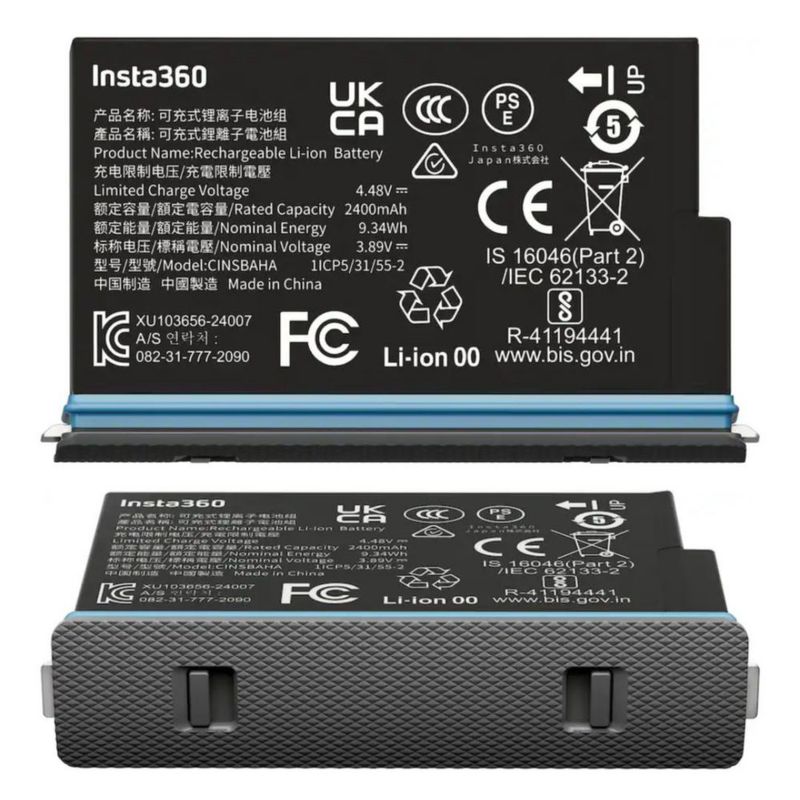 Batería Recargable para cámara de acción INSTA360 X5 Original Recargable Li-Po de Alto Rendimiento – Negra