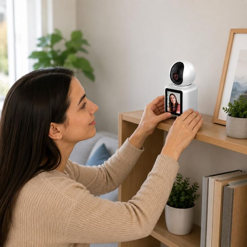 Cámara de Seguridad IQ TECH WiFi 1080P Pantalla 2.8" Visión Nocturna Audio Bidireccional Seguimiento AI para Hogar