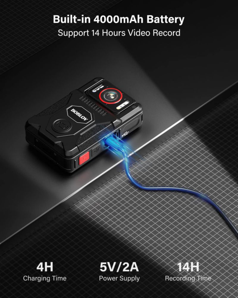 Cámara corporal BOBLOV M7Pro 4K con GPS y 64 GB batería de 14 h