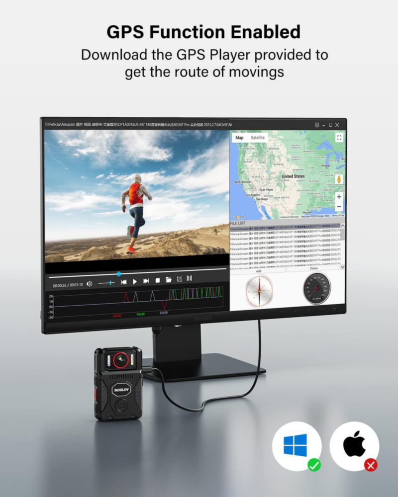 Cámara corporal BOBLOV M7Pro 4K con GPS y 64 GB batería de 14 h