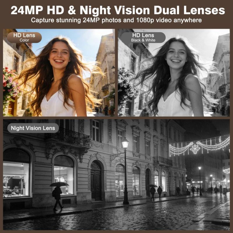 Cámara JH Mini Retro TLR 24 MP 1080P FHD Zoom 16x