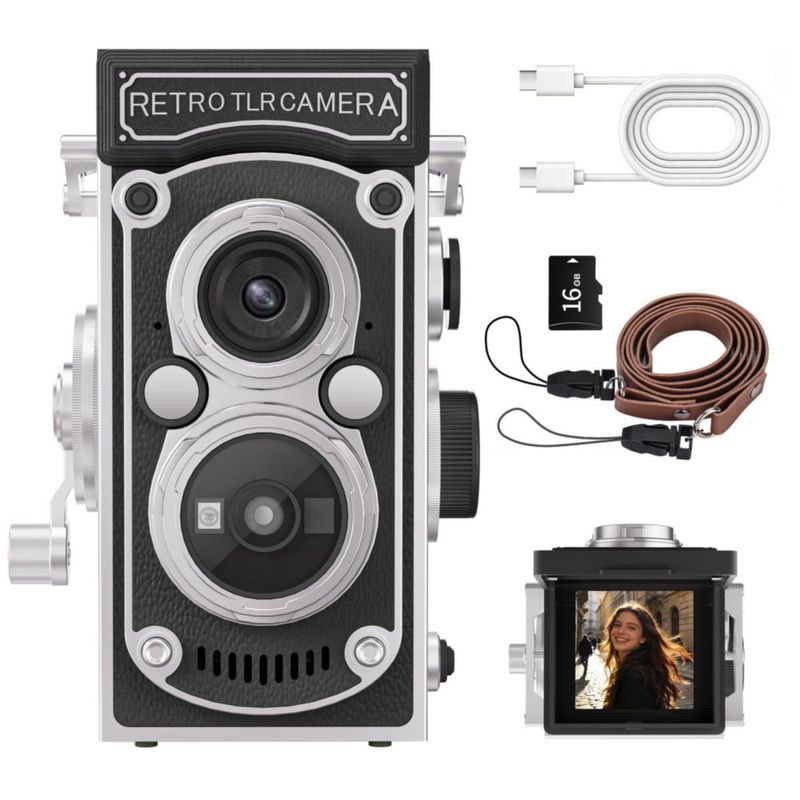 Cámara JH Mini Retro TLR 24 MP 1080P FHD Zoom 16x