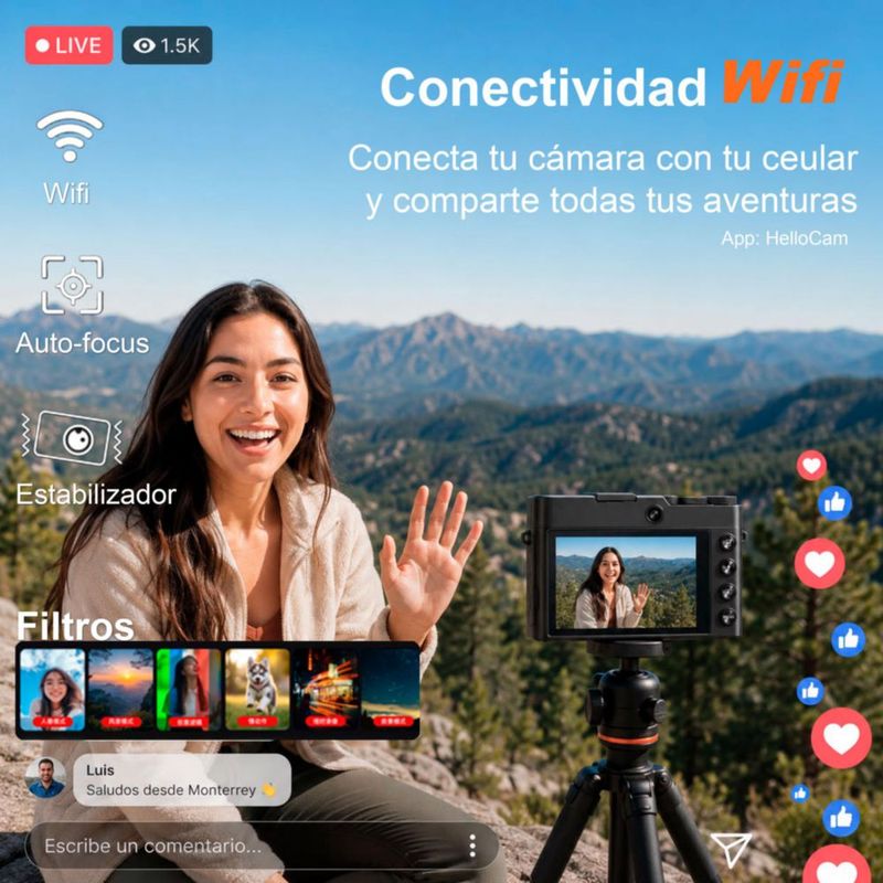 VAK CAMARA DIGITAL Pro 209 SELFIE 5K VISION NOCTURNA ZOOM