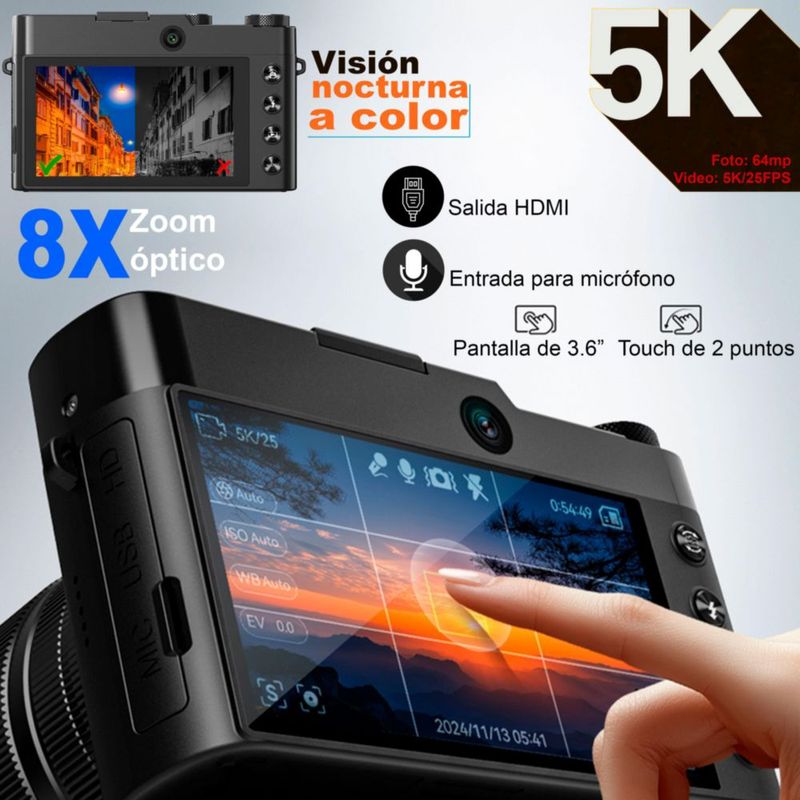 VAK CAMARA DIGITAL Pro 209 SELFIE 5K VISION NOCTURNA ZOOM
