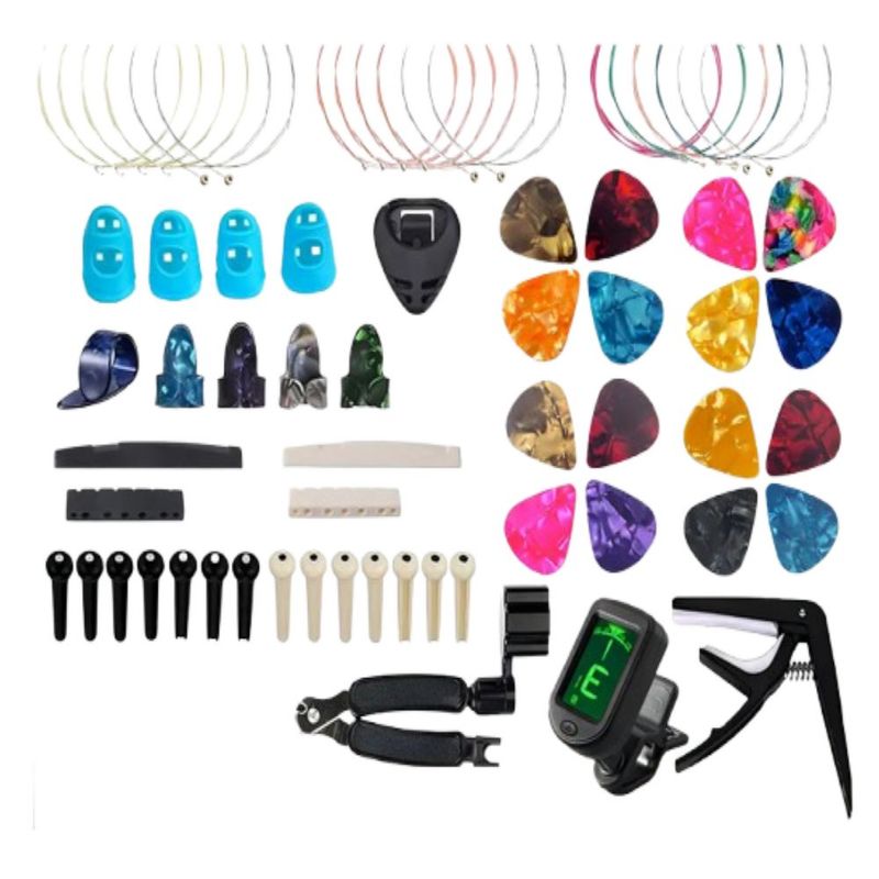 Kit De Accesorios Para Guitarra Acústica Cuerdas 66 Unidades, Multicolor