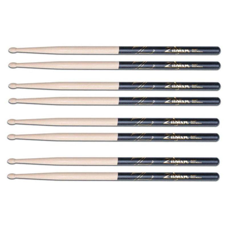 Paquete de 4 pares de baquetas Zildjian Dip 5B 41 cm punta de madera