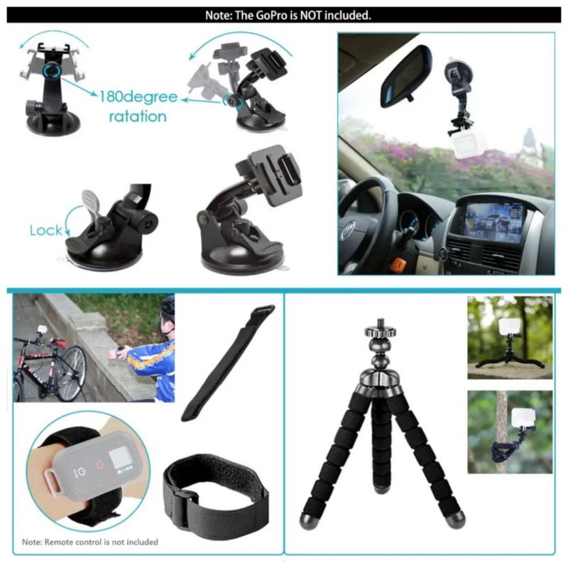 Kit De Accesorios Para Cámara De Acción 50 Piezas, Color Negro