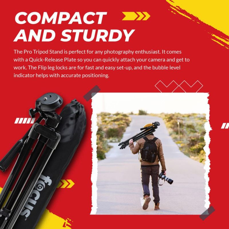 Trípode Focus de 150 cm para DSLR de viaje con bolsa y baterías