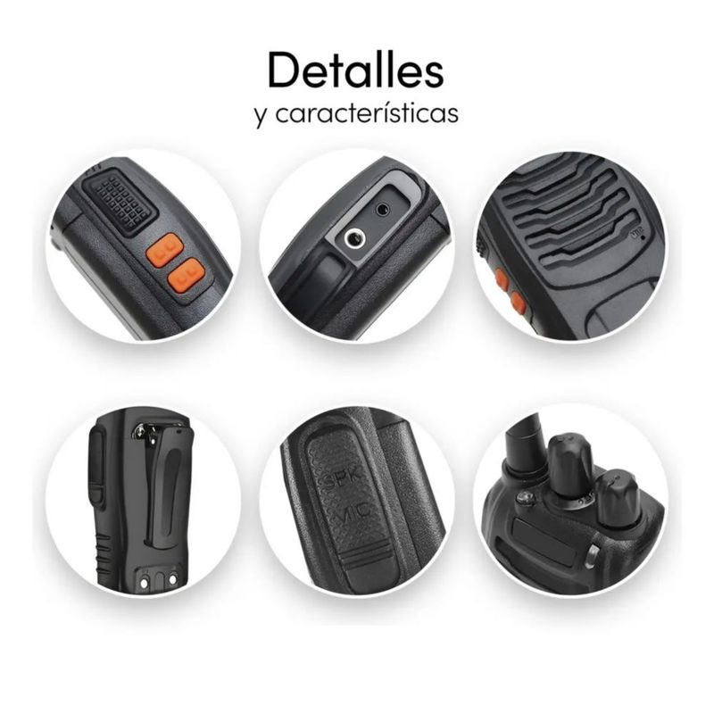Radios De Comunicación Portátiles Walkie Talkie, 2 Unidades, Color Negro