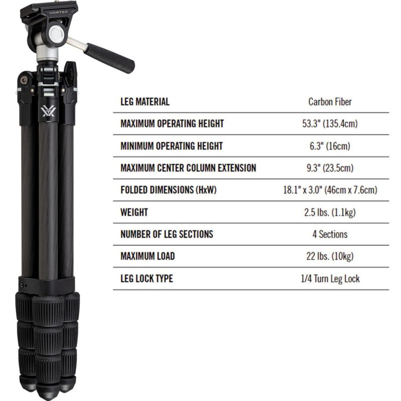 Trípode Vortex Summit Carbon II Kit 25 lb (11 kg)
