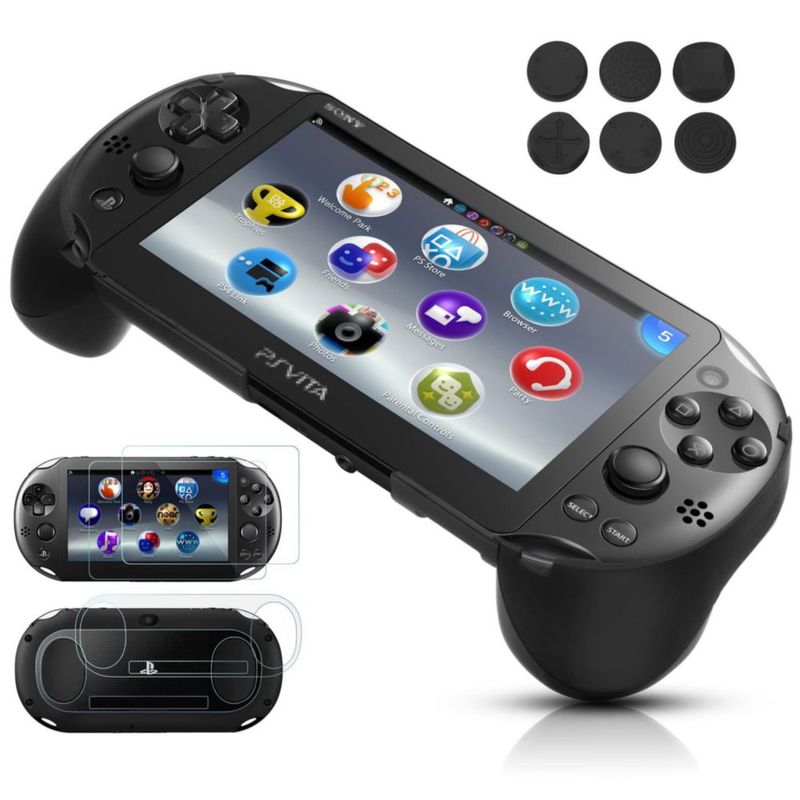 Funda protectora Gorliskl para PS Vita 2000 con agarre L2 R2 +Película+Capuchones