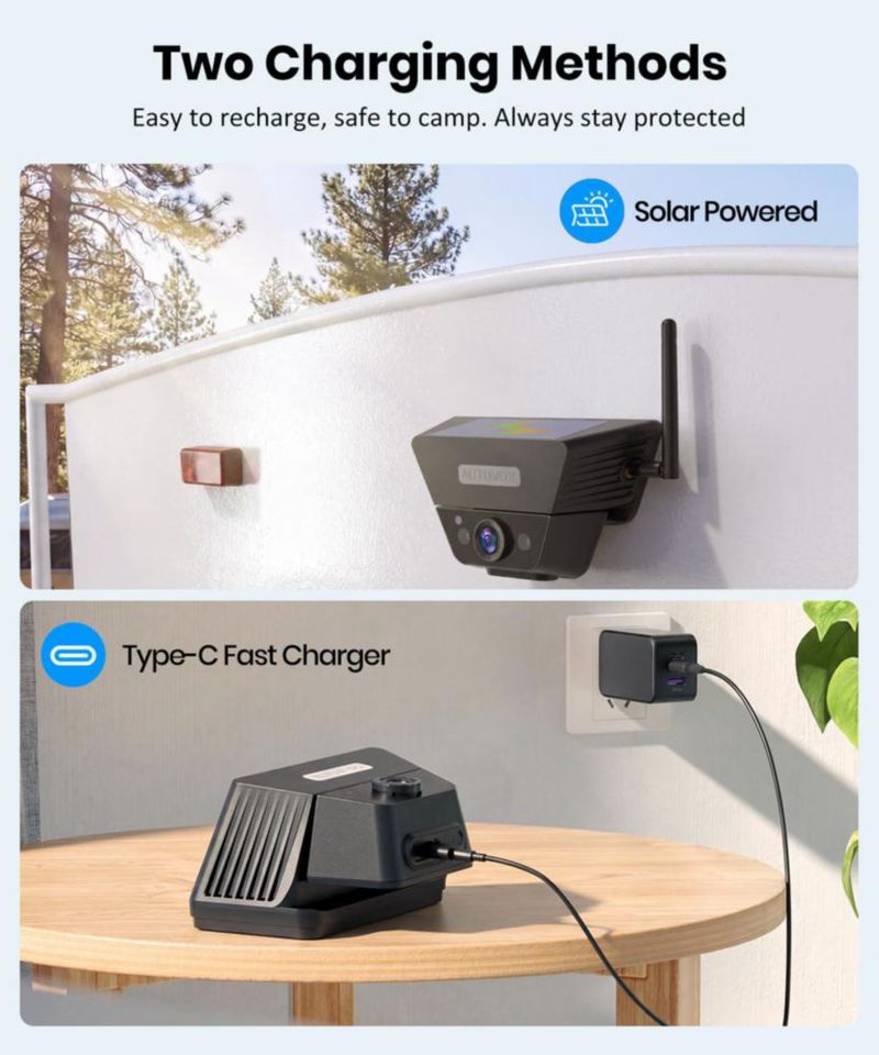 Cámara de visión trasera AUTO-VOX 2 solar inalámbrica autocaravana/remolque