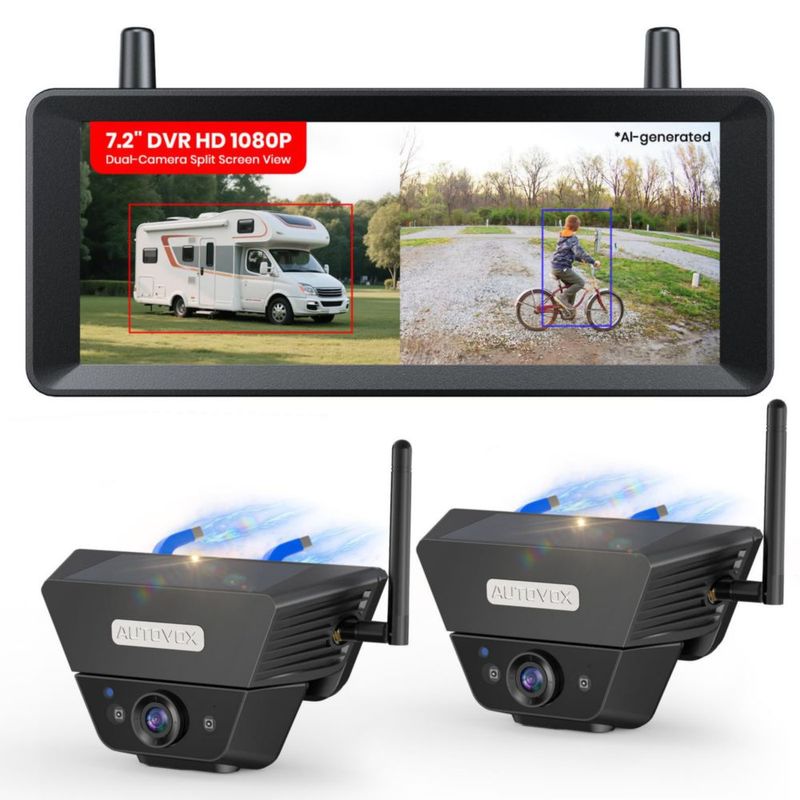 Cámara de visión trasera AUTO-VOX 2 solar inalámbrica autocaravana/remolque