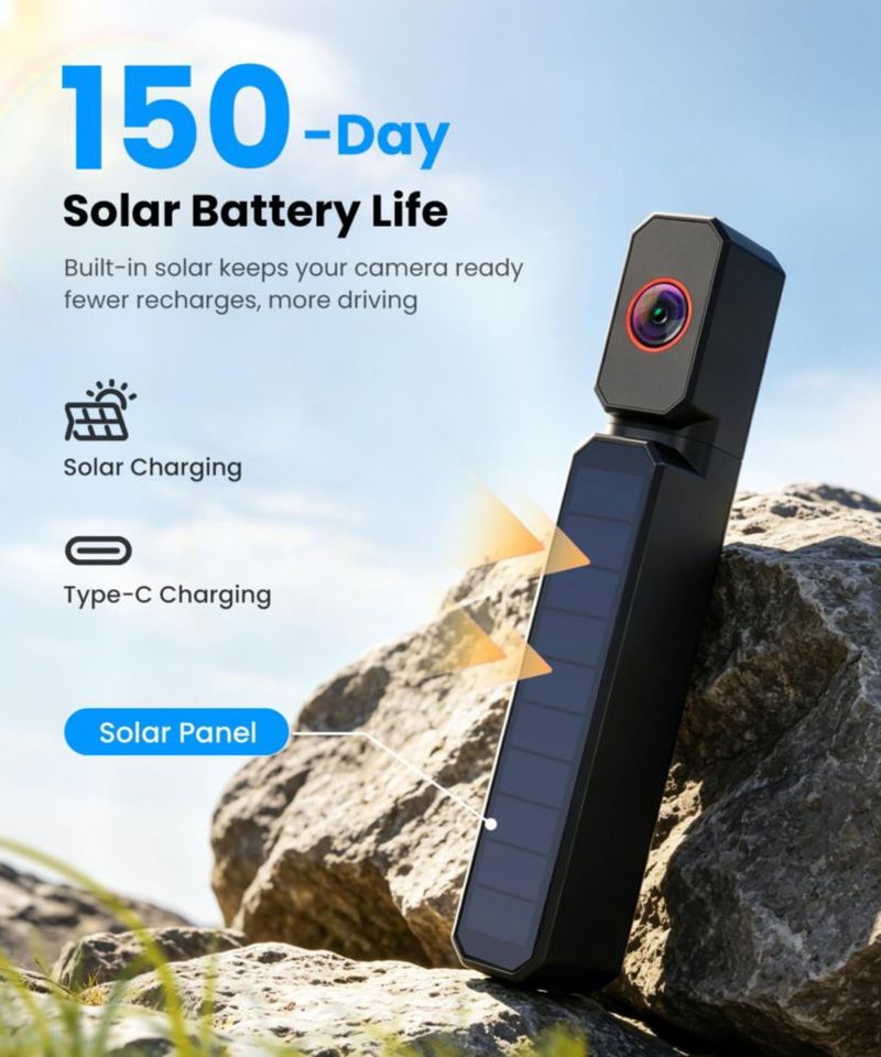 Cámara de visión trasera AUTO-VOX 15 cm inalámbrica con energía solar 6 pulgadas