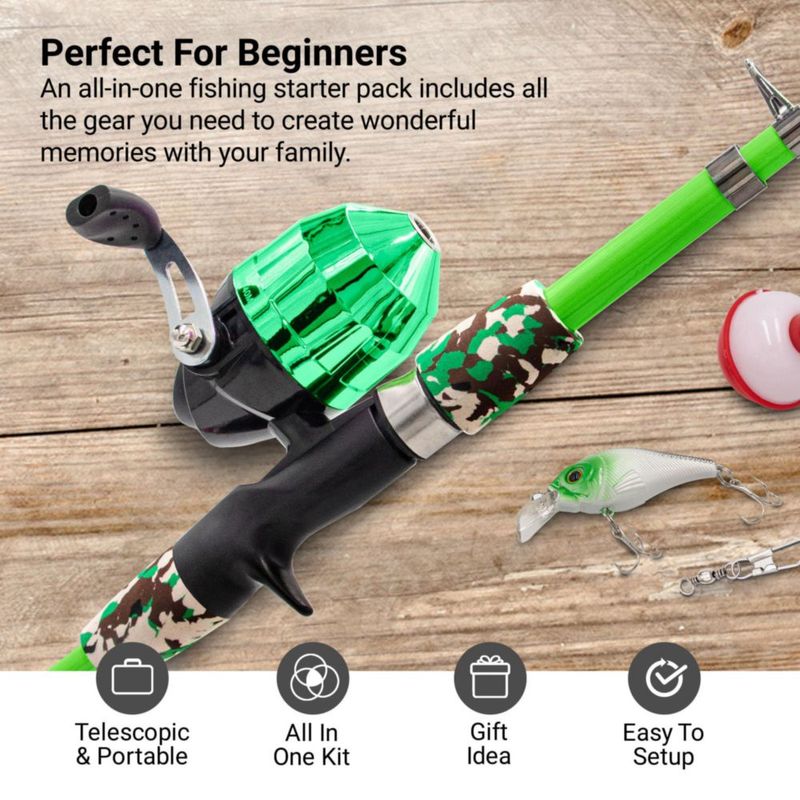 Caña de Pesca Lanaak 120 cm Kit Camuflaje Verde