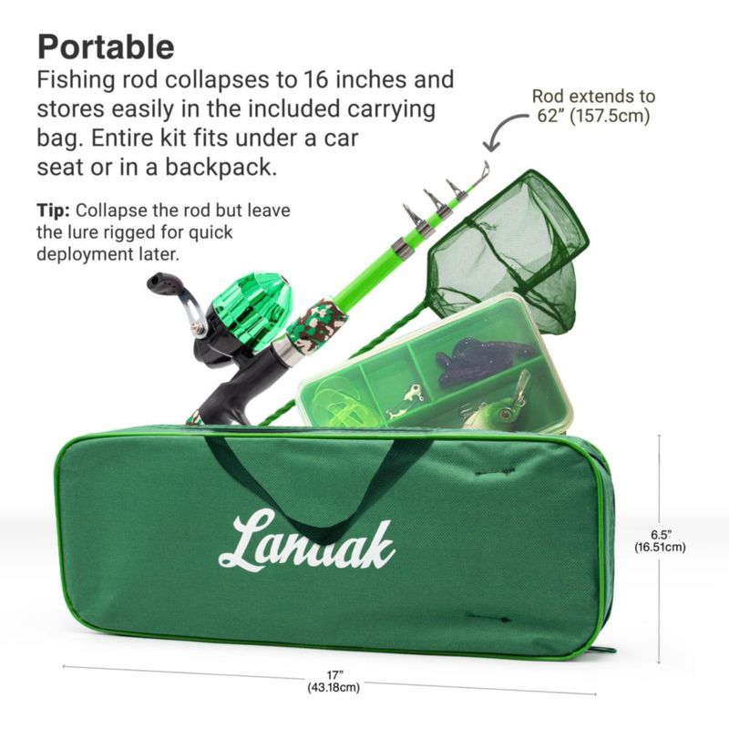 Caña de Pesca Lanaak 120 cm Kit Camuflaje Verde