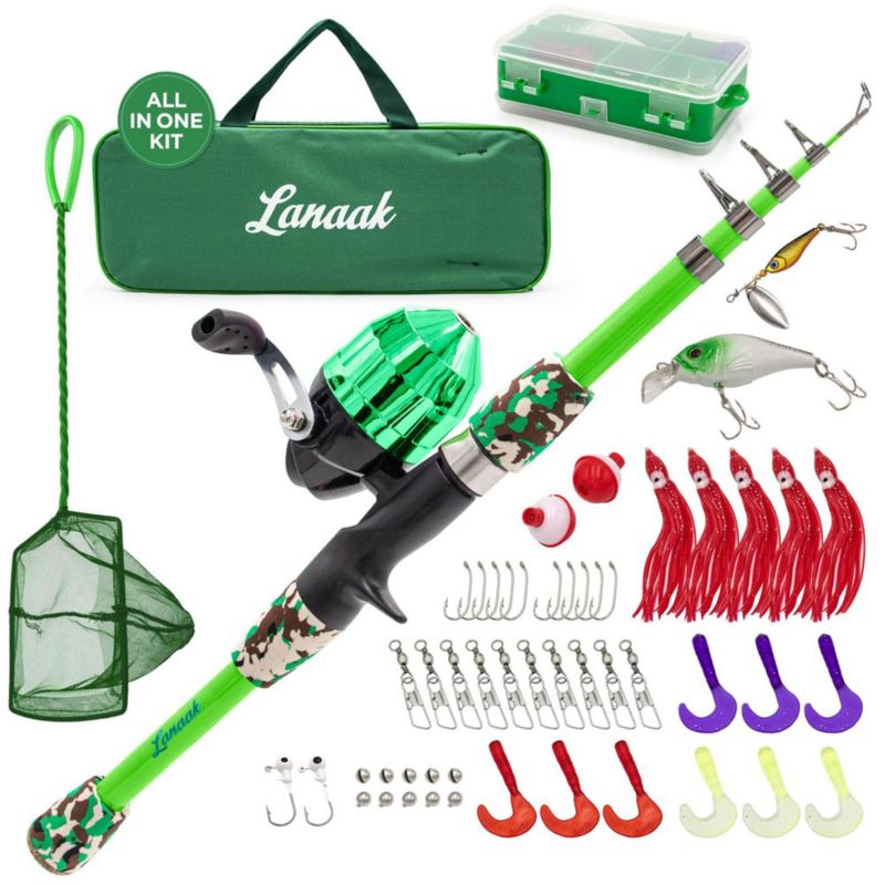 Caña de Pesca Lanaak 120 cm Kit Camuflaje Verde