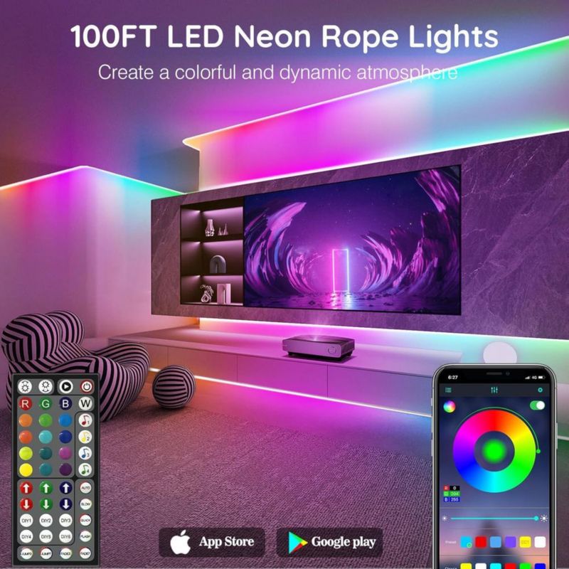 Luces de Cuerda LED RGB SINLEY 30 m con Control por App y Control Remoto
