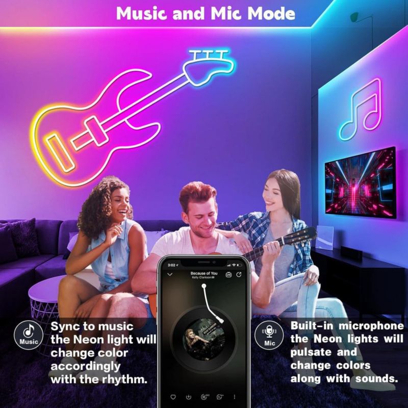 Luces de Cuerda LED RGB SINLEY 30 m con Control por App y Control Remoto