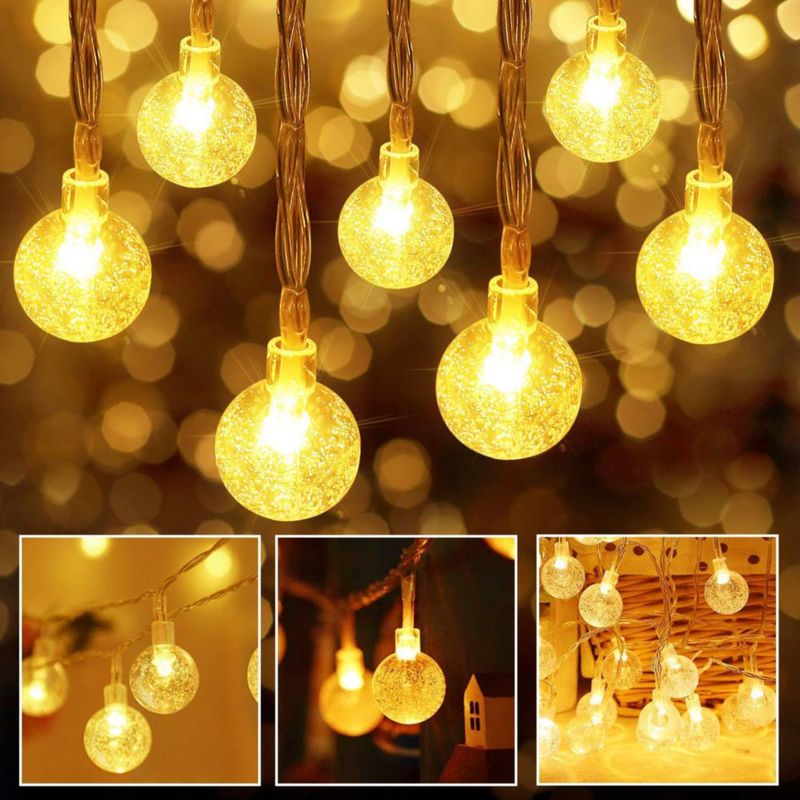 Guirnalda de luces Merdeco 10 pies/3 m 20 LED globo blanco cálido