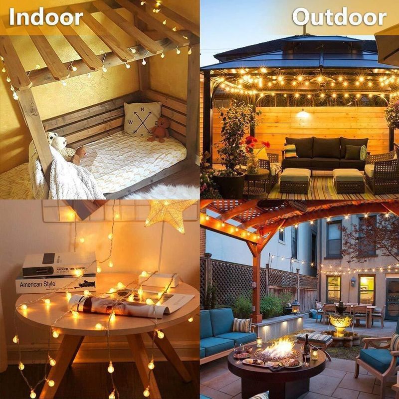 Guirnalda de luces Merdeco 10 pies/3 m 20 LED globo blanco cálido