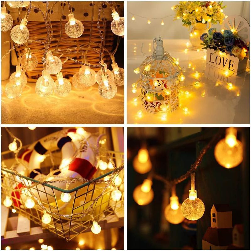 Guirnalda de luces Merdeco 10 pies/3 m 20 LED globo blanco cálido