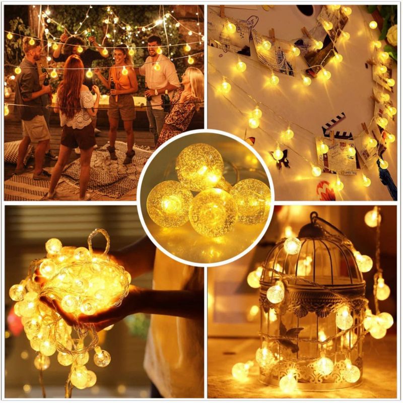 Guirnalda de luces Merdeco 10 pies/3 m 20 LED globo blanco cálido