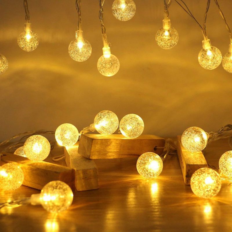 Guirnalda de luces Merdeco 10 pies/3 m 20 LED globo blanco cálido
