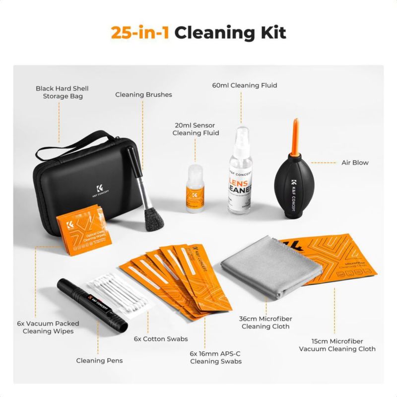 Kit de Limpieza 25‑en‑1 para Cámaras APS‑C K&F CONCEPT