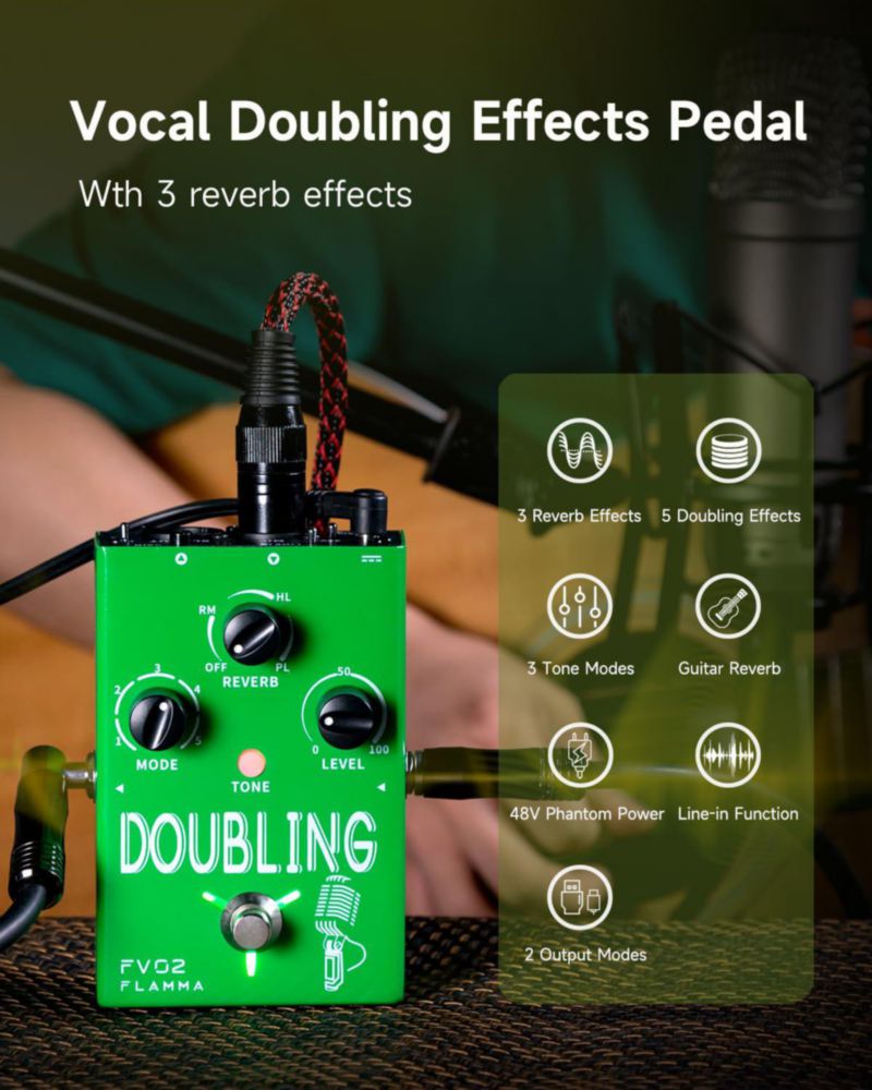 Pedal de efectos de duplicado FLAMMA FV02 - Procesador vocal