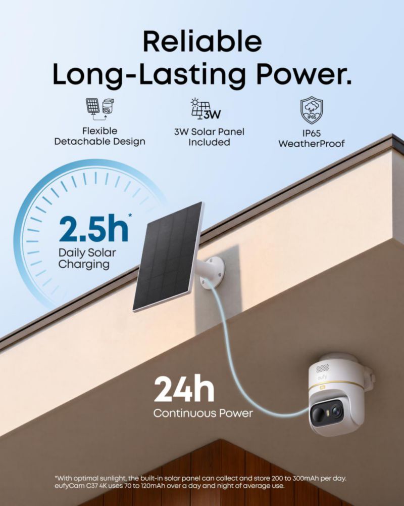 Cámara de seguridad eufy Security 4K solar 360° IA