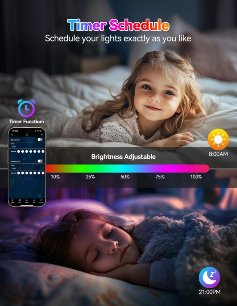 Lámpara TECKNET Hexagonal LED 8 unidades RGB con App inteligente