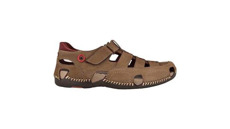 Sandalias Lobo Solo para hombre nobuck grey con rojo 6580