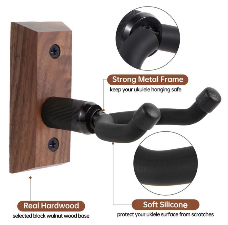 Colgador de Ukelele VEINTICO de Madera Nogal para Pared