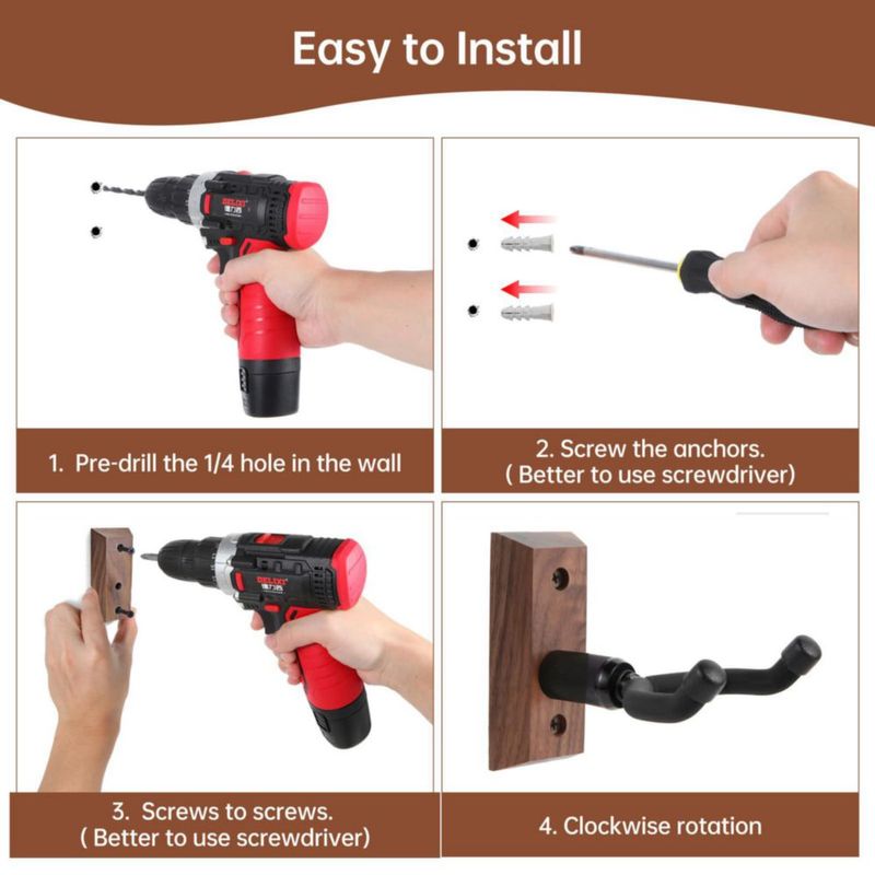 Colgador de Ukelele VEINTICO de Madera Nogal para Pared