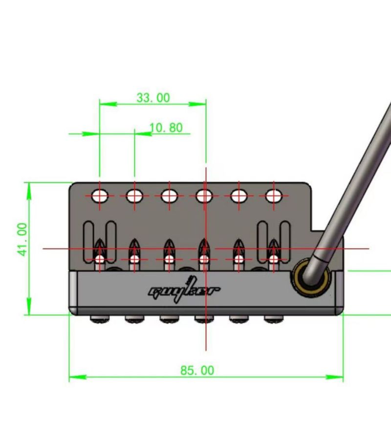 Puente de Trémolo para Guitarra Guyker Kit Negro de Latón 10.8 mm