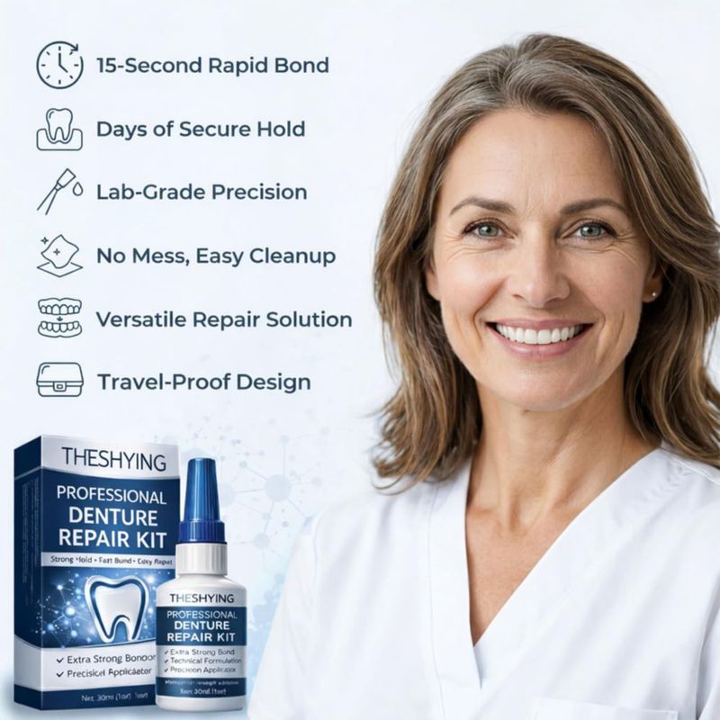 Pegamento Dental THESHYING 30 ml Kit de Reparación de Dentaduras