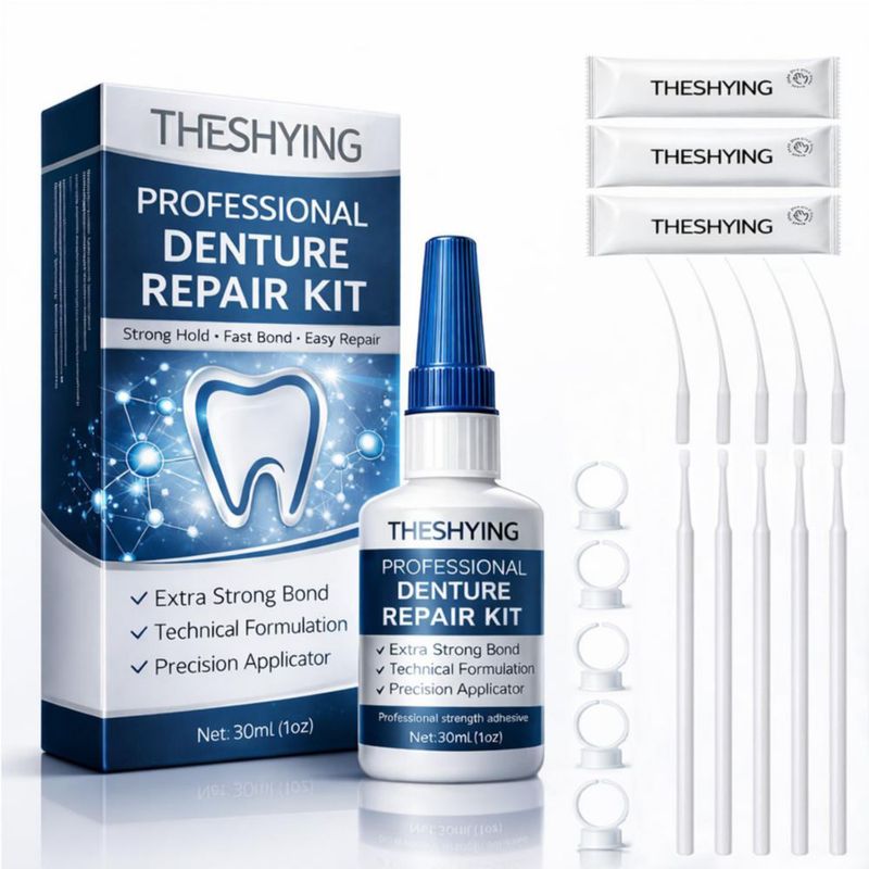 Pegamento Dental THESHYING 30 ml Kit de Reparación de Dentaduras
