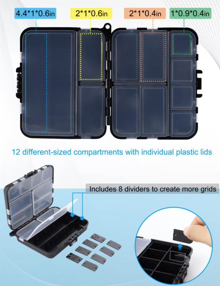 Caja de aparejos Hlotmeky 4‑pack mini organizadora negra de 12 cm