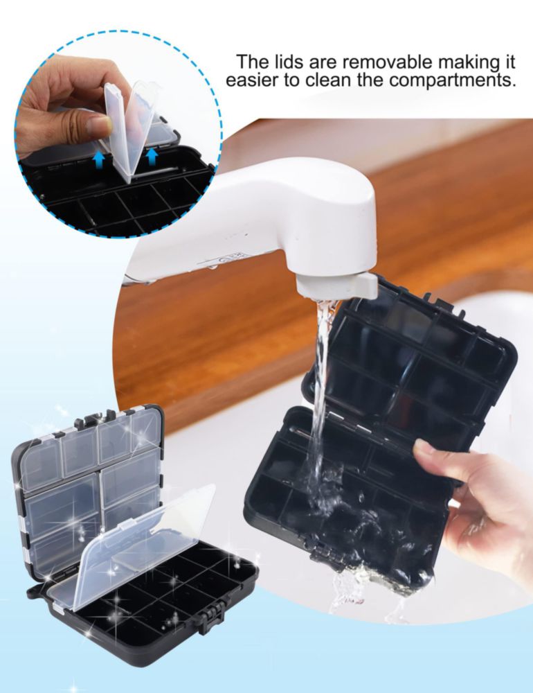 Caja de aparejos Hlotmeky 4‑pack mini organizadora negra de 12 cm