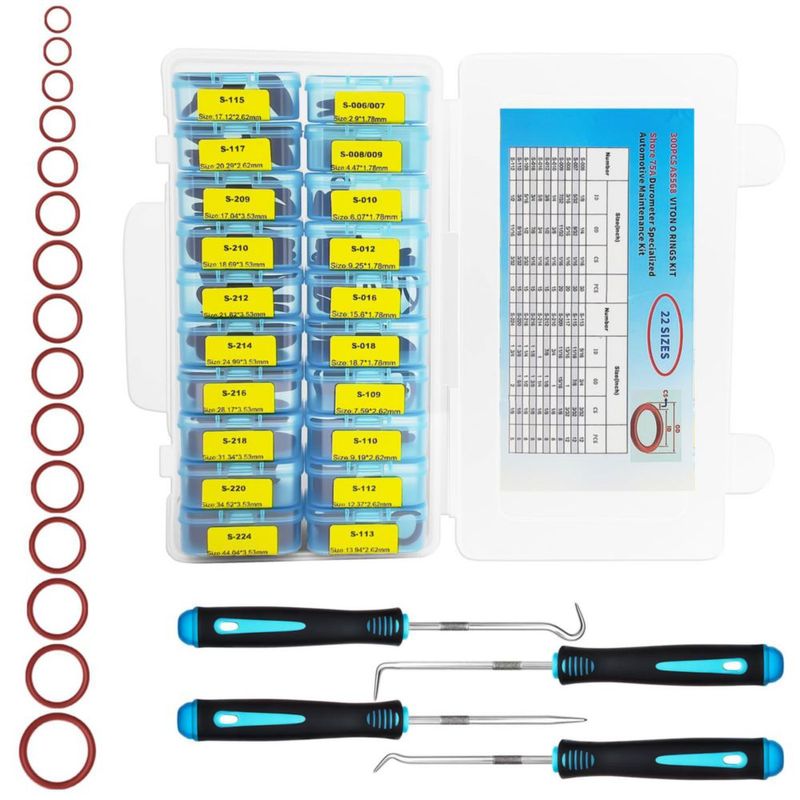Kit de juntas tóricas Langina 300 piezas FKM Viton 22 tamaños SAE