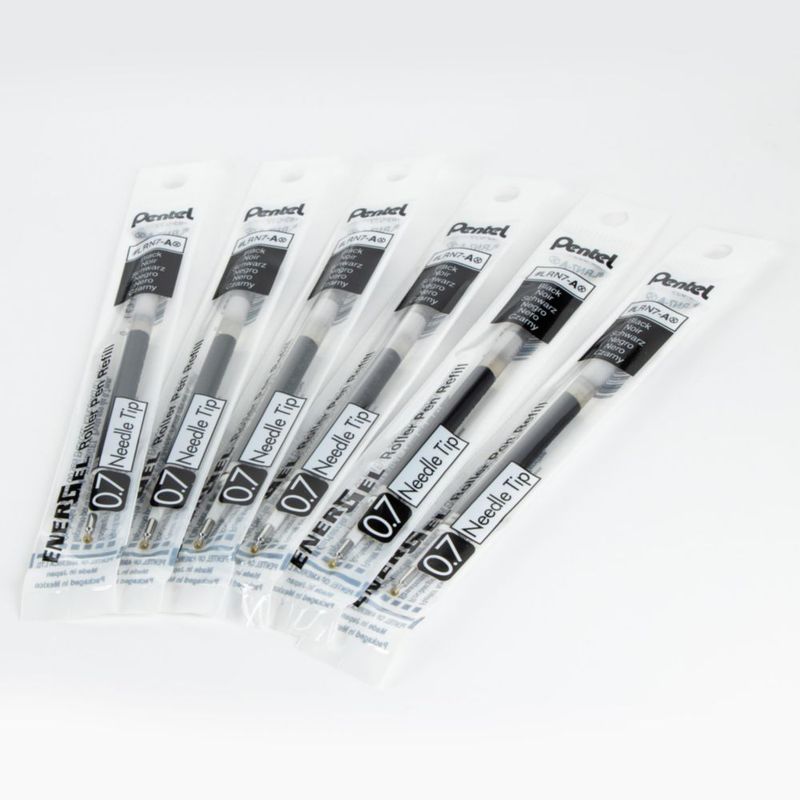Recargas de bolígrafo Pentel 07 mm negro paquete de 6 (LRN7-6A)